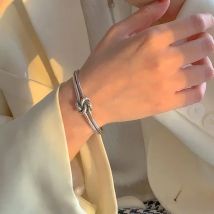 Vintage Fashion 925 Sterling Silver Two Wire Knotting Thai Silver Bracelet  Bangles For Women Girl Fine Jewelry LB024