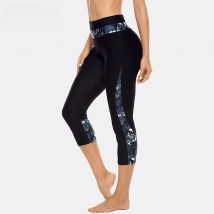 Anfilia Women's Swim Pants Printed High Waisted Floral Patchwork Swimming Bottoms Leggings