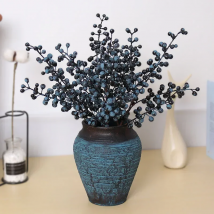 Foam Artificial Berry Branch Bouquet Flowers Garland Accessories Blue Berries Stems Fake Plants for Home Christmas Decoration