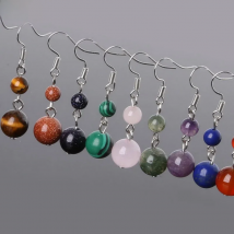 Fashion Statement Vintage Women Natural Stone Beads Gem Hanging Dangle Long Earrings for Lady Jewelry bijoux piercing brincos