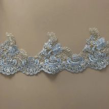 Delicate 1yard Gold Blue Embroidery Lace Trims Applique Flower Venise Sewing Craft For Wedding Dress DIY Decoration Wide 15cm