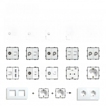 BSEED White Glass Panel With Internet Socket TV ST CAT5 RJ45 Function Parts Double USB Socket EU Wall Plug DIY Free Combination