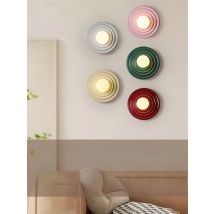 Retro Colorful LED Wall Lamp Red Green Pink White Resin Living Bedside Light Japanese Round Stair Hallway Wall Sconce Fixture