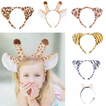 Animals Horn Ears Headband Giraffe Zebra Tiger monkey Hair Hoop Cosplay Costume Hair Band Jungle Safari Birthday Party Supplies