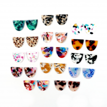 Tortoise Shell Earrings Charm,Acetate Acrylic Semicircle D Shaped frame Pendants,Boho Earring Parts ,21.5x18.5mm,ACE-284