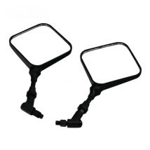 MoFlyeer M10 10mm Black Square Dual Sport Motorcycle Rearview Side Mirror Clear Glass Case For Honda Suzuki Kawas