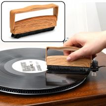 Spazzola per pulire dischi in vinile color legno: fibra di carbonio antistatica, rimozione polvere e macchie per giradischi CD/LP