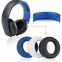 Replacement Ear Pads Cushion headband For SONY PS3 PS4 Gold Wireless Stereo Headset CECHYA-0083(L+R)- Jet Black [Old Model]