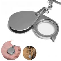 30X Folding Magnifiers Key Mini Chain Magnifiers Magnifying Glass Lens Handheld Durable Glass Loupe Professional Portable Tools