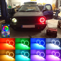For Volkswagen VW Golf Mk1 Mk2 GTI RF Remote Bluetooth-Compatible APP Multi-Color Ultra Bright RGB LED Angel Eyes Kit Halo Rings