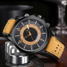 SOKI Sport Men Watch Leather Military Fashion Watches For Men Calendar Date Simple Hot Sales Men's Watch Clock relogio masculino