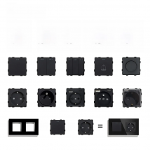 BSEED Wall Light Switch Panel 1/2/3Gang 1/2Way Mechanical Button Switch Part Power Socket Dimmer Switch DIY Function Part Black