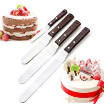 FAIS DU 4 6 8 10 inch Spatula Cake Decorating Tools Stainless Steel With Wood Handle Knife Spatula for Cake Smoother Icing