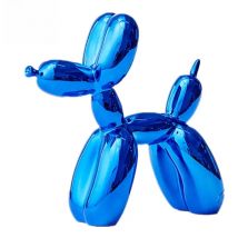 Blue Metallic Plating Balloon Dog Statue, Resin Dog Ornaments, Living Room, Home Soft Decorations, Creative Simulation Craft