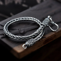 Vintage Real Pure 925 Sterling Silver Handmade Braided Chain Bracelet For Men Jewelry Viking Armband Nordic Chain