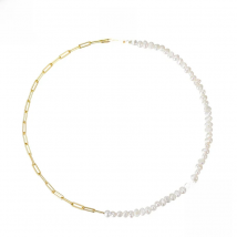 ORSA JEWELS Unique 925 Silver Paper Clip Chain Pearl Choker Necklace Vintage Chunky Link Necklace for Women Chain Jewelry GPN13