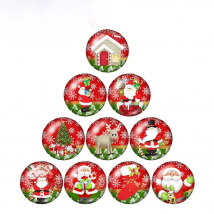 Beauty Fashion Merry Christmas 10pcs 12mm/18mm/20mm/25mm Round photo glass cabochon demo flat back Making findings ZB0581