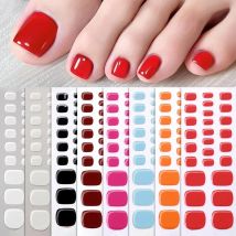 Pure Color Toe Gel Nail Sticker Hardens with UV Lamp Cured Gel Stickers Waterproof Cover Waterproof Polish Wraps Foot Strips
