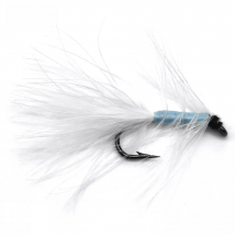 MNFT 10PCS Or 6Pcs  Natural White Feather Blue Body Insect Lure Trout Lures Fly Fishing Flies Dry Hook 6# Two Packaging Options