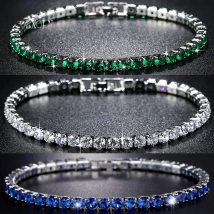 LXOEN Luxury Tennis Bracelets for Women Simple Round Crystal Gold Color Bangle Chain Wedding Girl Gift Jewelry Gift