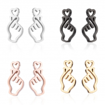 K-pop Stainless Steel Hand Figture Love stud Earrings Than heart Earing Romantic Hipster Lover Jewelry Women Bronics Gift