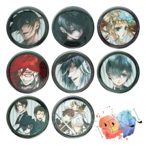 Ciel Sebastian Grell Sutcliff Undertaker Butler Anime Metal Badge Brooch Pins