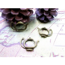 15PCs Teapot Charms, Antique Bronze Lovely Tea Pot Spacer Connector Link Caps Beads Frame Charm Pendant 19x23mm