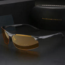 2024 Aluminum Magnesium Men Sunglasses Polarized Sports Driving Night Vision Goggles Sunglass Fishing UV400 Rimless Sun Glasses