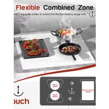 Cooksir Induction Hob 4 Zone with BS Plug and Flexible Zone，White Glass Panel，2800W，Built-in 59cm，Safety Lock，Boost