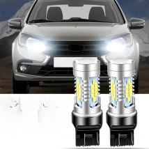 2pcs LED Daytime Running Light DRL Bulb Lamp Canbus W21/5W 7443 T20 For Lada Granta 2190 2191 2194 Kalina 2192 2194 Vesta