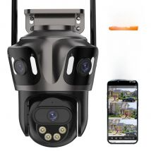 Three Screen WIFI IP Camera Outdoor 4K Dual Lens PTZ Camera Ai Human Detection IP66 Waterproof CCTV Video Security Camera iCsee