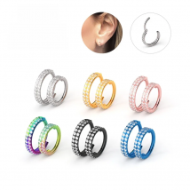 1PS New G23 Titanium Two Rows Of Zircon High Quality High Price Segment Ring Opening Small Septum Nostril Ear Ho