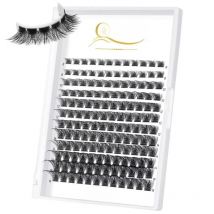 Quewel 144 Cluster DIY Lashes Segmented C/D Curl Individual Mink Eyelashes DIY Eyelash Makeup at Home Natural Russian Volume