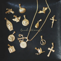 RHYSONG 316L Stainless Steel Vintage Gold Pendant Coin Cross Handmade Charm For Women Men Jewelry Making Without Chain Necklace