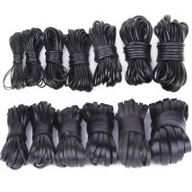 2Meter 1-20mm Black Genuine Leather Cord Flat Round Cow Leather Strap Rope Thread Fit Necklace Bracelet DIY Jewelry Accessories