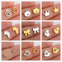 Teamer 5pcs/lot Africa Pendant for Necklace Bracelet Stainless Steel Charms for Jewelry Making Bear Paw Flower Jewelry Findings