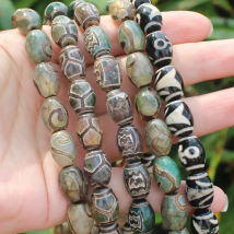 2pcs ,Natural Agate ,10x14mm Green /Black Ancient Tibet Dzi beads, For DIY Jewelry Making ! can mixed wholesale !