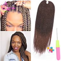 Synthetic Crochet Braids Senegalese Twist Ombre Brown Grey Handmade Braiding Hair Extensions For Black Woman girls 22roots/pc