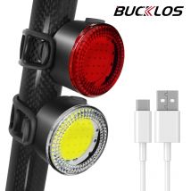 BUCKLOS Set di luci COB per bicicletta Ricarica USB Fanale posteriore ad alta visibilità 500lm Lampada per bici da strada MTB Accessori per ciclismo
