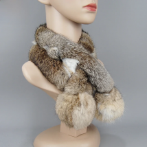 2025 New Russian Women Genuine Rabbit Fur Scarf Winter Ladies Warm Real Rabbit Fur Muffler Fluffy Pompoms Natural Fur Scarves