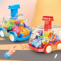 1pc Transparent Move Gear Car Press and Go Toy Car Cartoon Inertial Pull Back Cars Bus Toy Boy and Girl Gift
