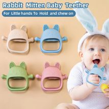 Baby Beißring Silikon Kaninchen Handschuhe Zahnen Spielzeug Kinder Zahnen Spielzeug Neugeborenen Zahnpflege Zahnfleisch Molaren Stick Baby Artikel Food Grade