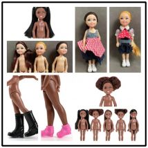 15cm BJD Dolls Shoes Multiple Movable Joints 1/12 3D Simulated Eye Dark Skin Hinge Doll Girl's DIY Dress Up Birthday Gifts Toys