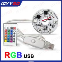 DC5V Low Voltage Colorful Gradient LED RGB Light Board USB Cable + Remote Control DIY Model Display Light LED PCB Light Board