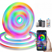 Tuya WiFi LED Neon Strip Light 12V RGBIC Smart Strip Light IP67 Waterproof RGB Chasing Flexible Tape Dream Color with  Alexa