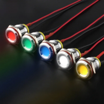 IP66 Waterproof One Color Flashing LED Metal Warning Indicator Light 16mm Pilot Signal Lamp 3V 6V 12V 24V 36V DC with Wire