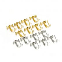 10 Pcs Stainless Steel Round Head Screw Ear Clip Earrings Hooks with 1.8mm Loop Ear Post Jump Ring DIY Jewelry Making Supplies