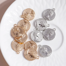 Leslie 10pcs/lot 20*23mm Trend Carved Portrait Charms for Bracelets Pendants Necklaces DIY Alloy Coin Charms Jewelry Accessories