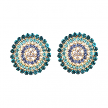 Colorful Crystal Geometric Circle Rhinestone Inlaid Crystal Stud Earrings Trendy Women Piercing Earrings for Party Jewelry