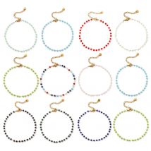 Fashion Summer Anklet 18K Gold Plated 304 Stainless Steel & Glass Beaded Chain Anklets For Women Beach Gift 22cm(8.7") long